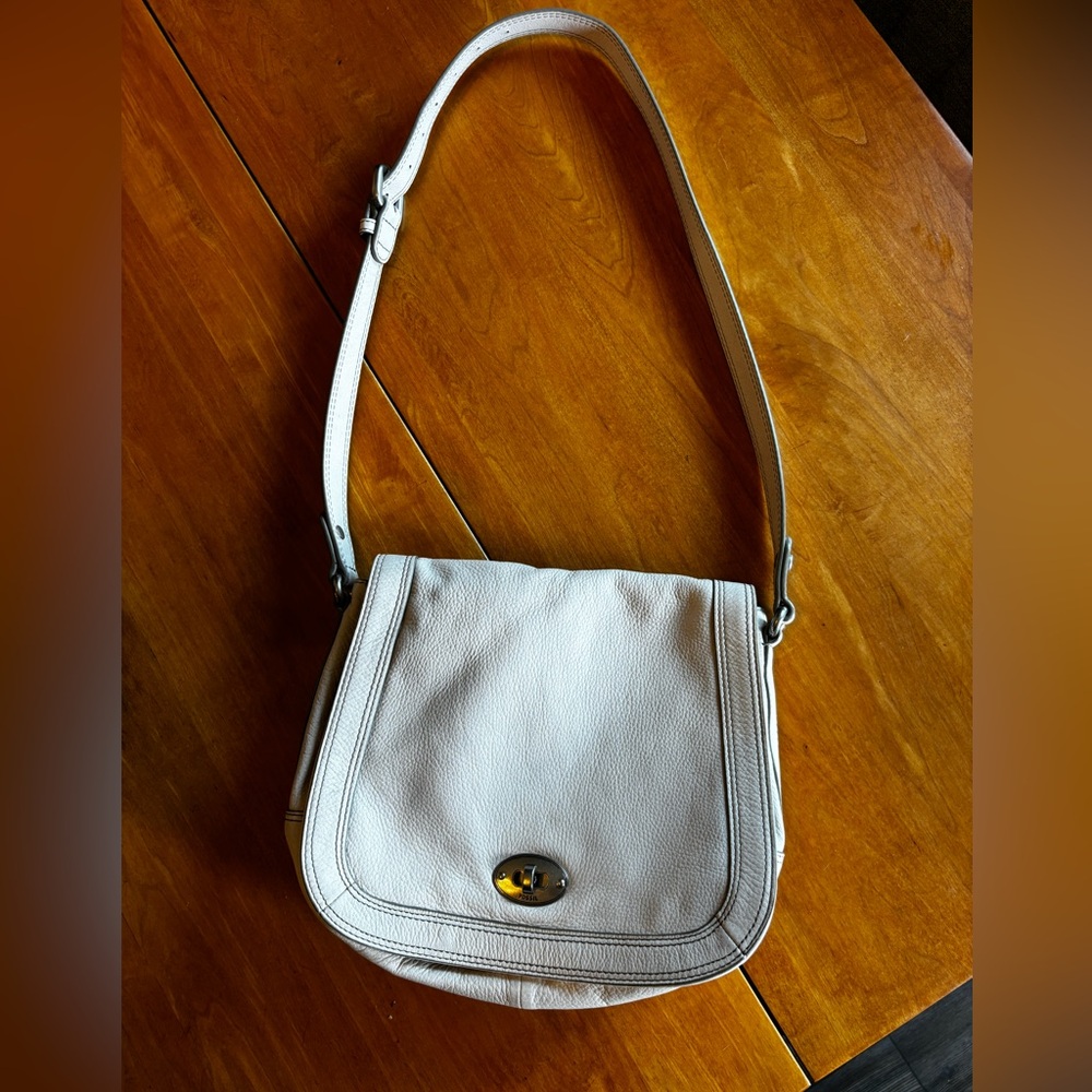 FOSSIL Leather Marlow Flap Shoulder Bag w/Adj. Strap  Bone